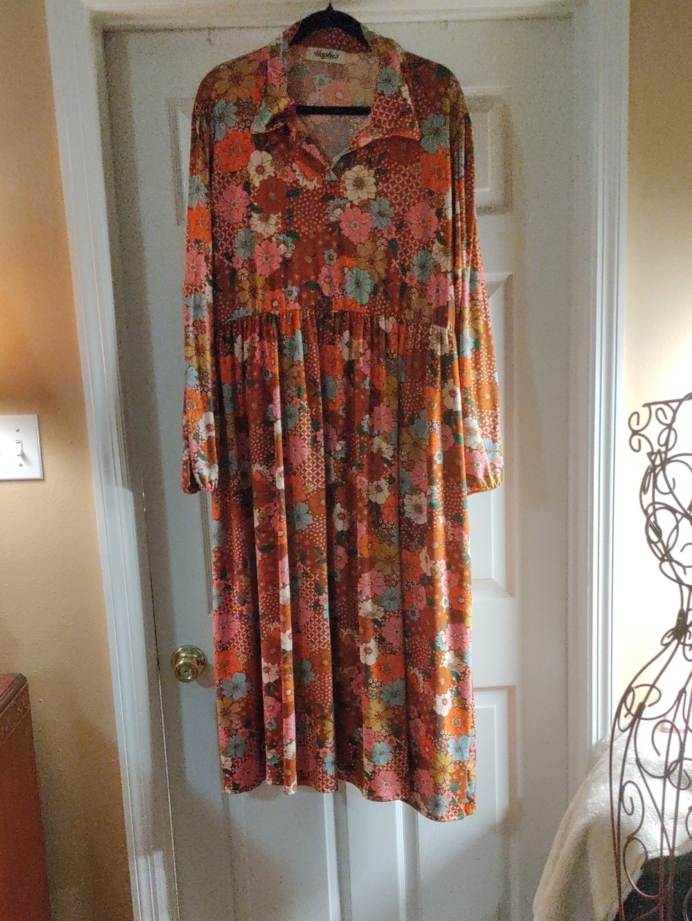 Floral Button-Front Midi Dress in Orange by SoftSurroundings
